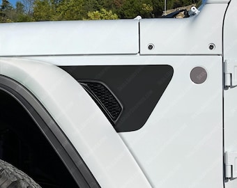 Solid Matte Black Fender Vent Decals compatible with 2018-2025 Jeep Wrangler Gladiator Rubicon Mojave 392 JL JT