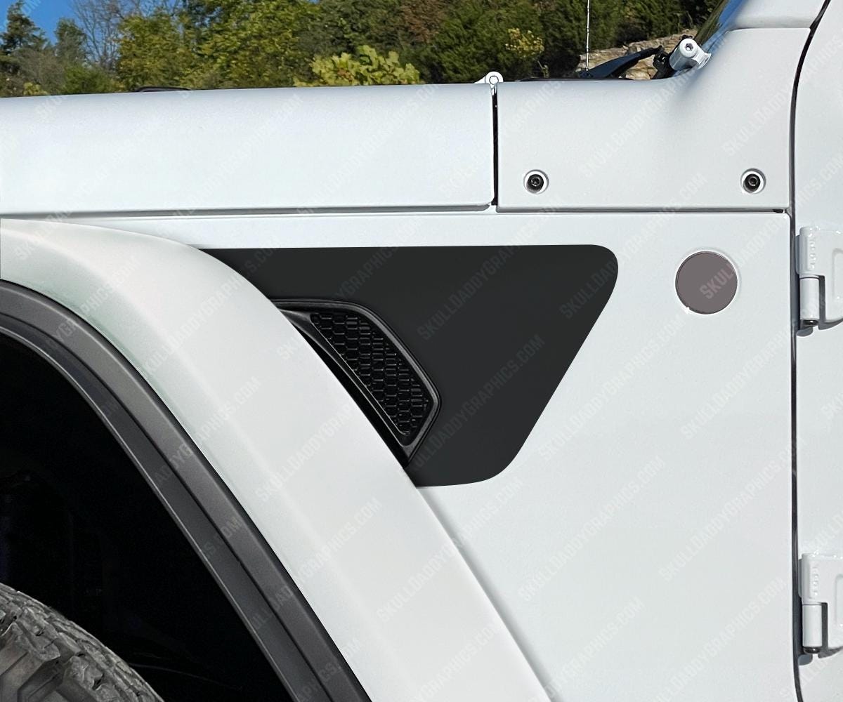 2018-2024 Jeep Wrangler/Gladiator Dark Gray Fender Emblems With Red Outline (Pair)