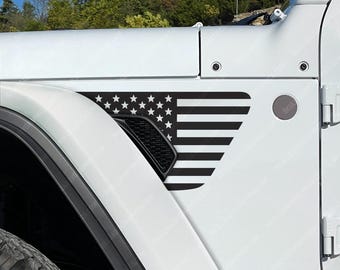 Standard Flag Fender Vent Decals compatible with 2018-2025 Jeep Wrangler Gladiator Rubicon Mojave 392 JL JT One Color