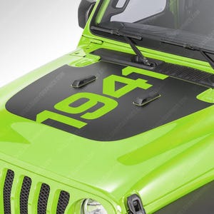 1941 Matte Black Hood Decal compatible with 2018-2025 Jeep Wrangler Sport Sahara JL JT