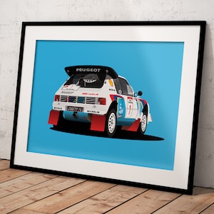 Peugeot 205 T16 Group B Rally Poster Print, Retro, WRC gift