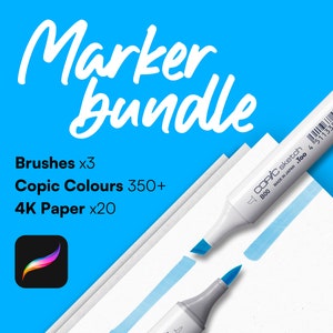 Complete Copic Marker Set voor Procreate – 350+ echte kleuren, realistische alcoholborstels en 4K-papiertexturen (iPad-tekenpakket)