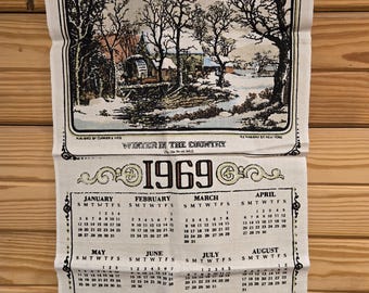 Vintage 1969 Winter in the Country Linen Calendar - Etsy