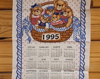 1995 Kalender aus Baumwolle Geschirrtuch