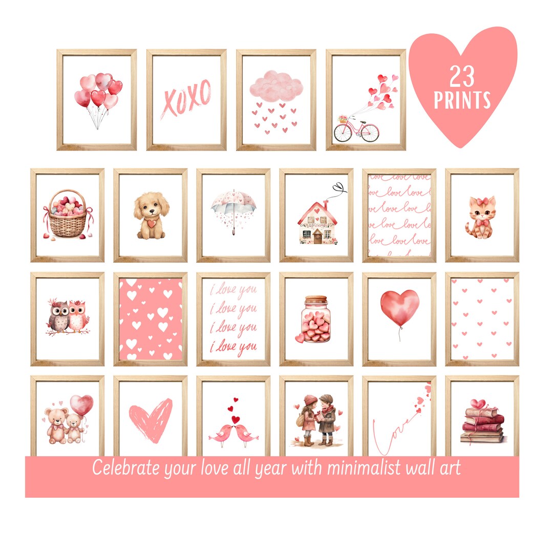 Pink Love Wall Art, Minimalist Wall Art, Love Gallery Wall, Wall Art ...