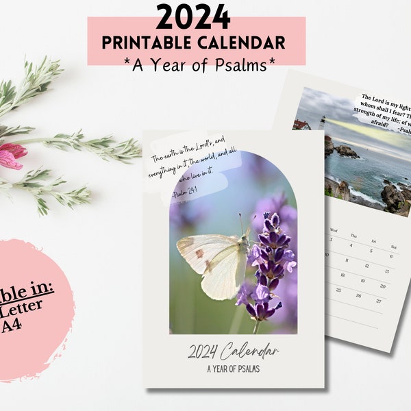 2024 calendar printable / inspirational calendar / canva calendar / calendar template / calendar pdf / editable calendar