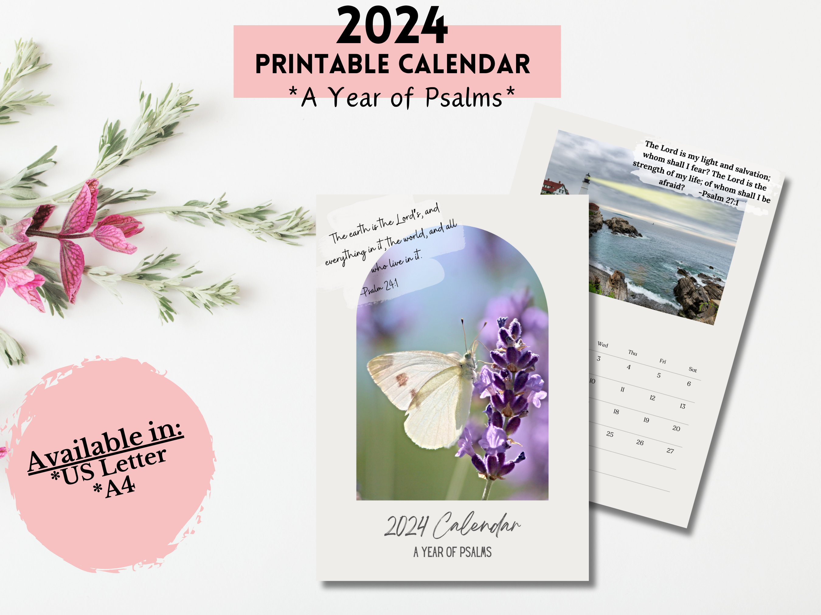 2024 Calendar Printable / Inspirational Calendar / Canva Calendar / Calendar Template / Calendar ...
