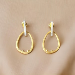 22k Gold Plated Dangle Eternal Embrace Dangle Earrings. Gold Earrings 22K. Earrings For Women Gold. Elegant Earrings