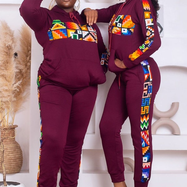 African Print Hoodie and Sweatpants Set / Ankara Hoodie and Jogger / Gift Set / Two Piece Set / African Print Jogger and Pants