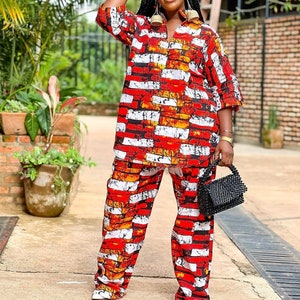 Afrikaanse Ankara tweedelige set/Ankara broek/Ankara top/stijlvolle vrouwenkleding