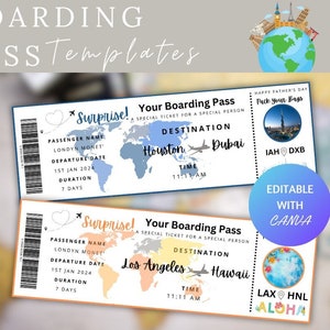 Editable Boarding Pass|Printable Airline Ticket|Personalized Ticket|DIY Boarding Pass |Digital Download |Boarding Pass Surprise Trip | Canva