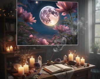 Full Moon Manifestation Poster | Lunar Wall Art | Intention-Setting & Ritual Print | Spiritual Decor | Full Moon Collection Gift