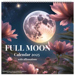2025 Full Moon Calendar | Lunar Phase | New Age | Witchy | Moon Cycle | Astrology Gift | Intention Art | Meditate | Moon Gazing | Prayer