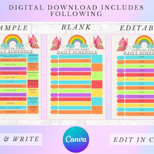 Toddler/kids Daily Schedule (girl Version) - Etsy