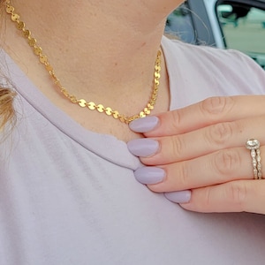 Sequin Disc Chain Necklace, 14 Gold Filled Sequin Disc Necklace, Minimalist Necklace, Gifts for Her, Layering Necklace