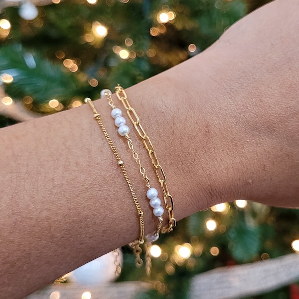 Tiny Pearl Bracelet, 14k Gold Filled Pearl Bracelet, Freshwater Pearl Bracelet, Minimalist Bracelet, Bridesmaid Bracelet, Bridal Bracelet