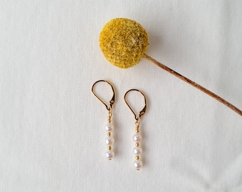 14k Gold Filled Pearl Drop Earrings: Bridal Wedding Jewelry