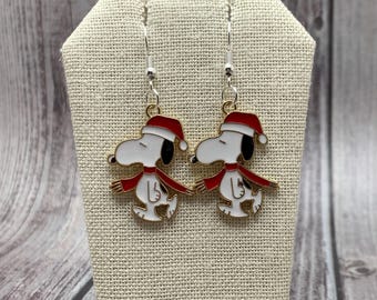 Snoopy Christmas Dangle Earrings