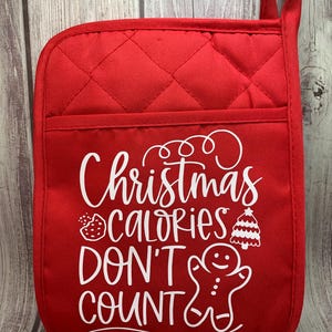 Christmas Calories Red Pot Holder