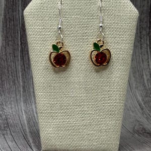 Red Ruby Apple Dangle Earrings
