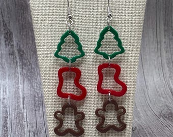 Christmas Cookie Cutter Dangle Earrings