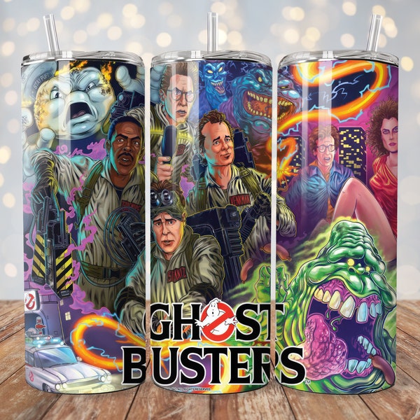 Ghostbusters Tumbler Wrap 20 oz Movie Illustration Sublimation Design PNG + Bonus Free Designs