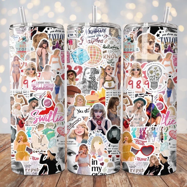 Taylor Swift Tumbler Design Sublimation Digital Download 20 oz Skinny Template Sublimation Image PNG Wrap + Free Bonus Designs