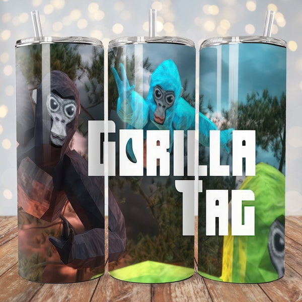 Gorilla Tag Tumbler Design VR Video Game Sublimation 20oz Tumbler Design Digital Download PNG Tumbler Wrap