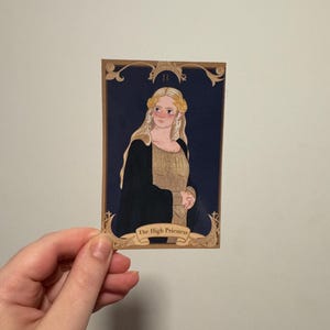 Carta del Tarot Galadriel / Arcanos Mayores / La Suma Sacerdotisa / Inspirada en Tolkien, El Señor de los Anillos y los Anillos de Poder