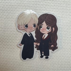 Hermione Granger and Draco Malfoy Chibi Vinyl Sticker | Dramione Sticker