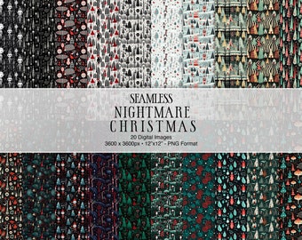 Nightmare Christmas Digital Paper Pack, 20 seamless printable textures, printable scrapbook paper tiles