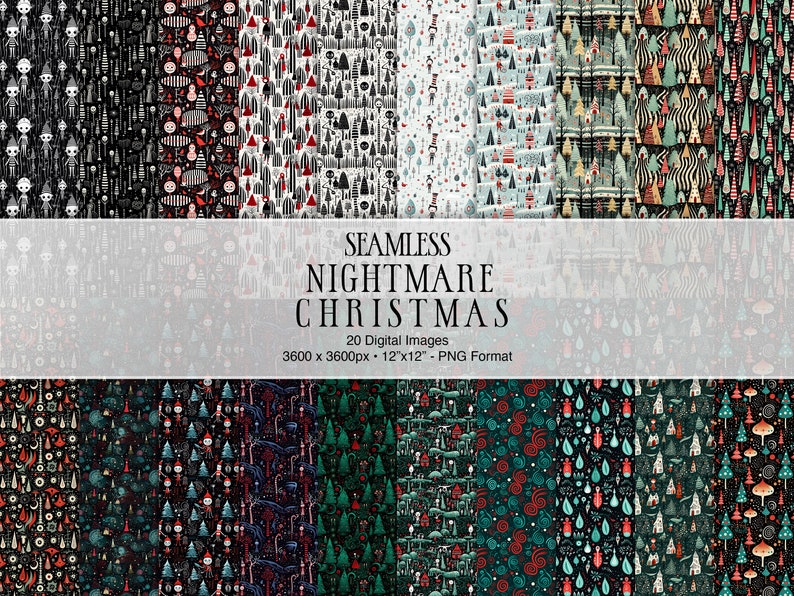 Nightmare Christmas Digital Paper Pack, 20 Seamless Printable Textures ...