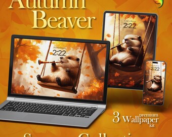 Sfondi per desktop, tablet e dispositivi mobili | Autumn Beaver - Collezione autunnale - Musicista con flauto | Download digitale