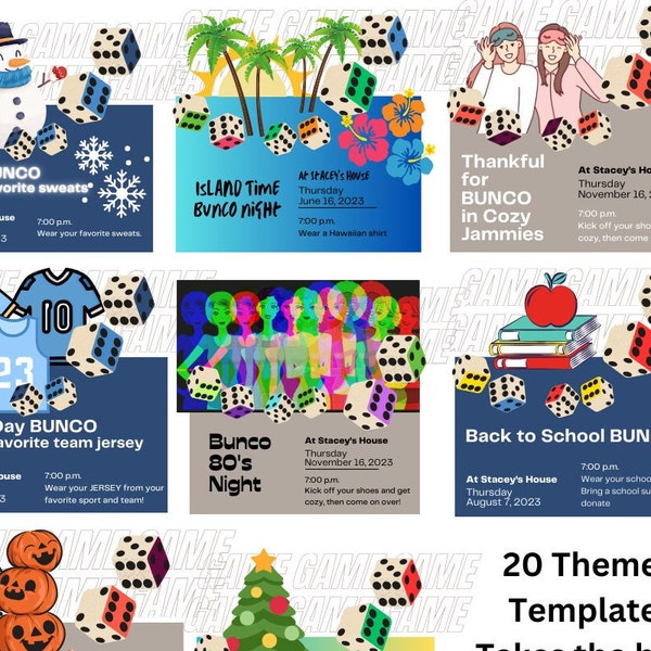 Canva-Ready Bunco Night Templates Bundle for Facebook Events!