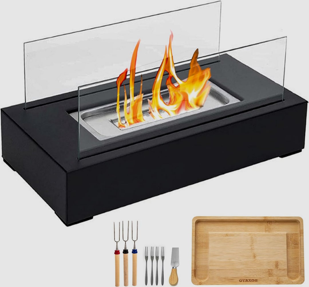 Tabletop Fire Pit With Smores Maker Kit Portable Indoor Outdoor Mini Small Fireplace Table Top Decor Home Patio Balcony Gifts For Women Mom Her Wedding Mother Housewarming Birthday Valentines Day Gift
