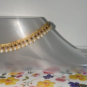 Pakistani/Indian diamanté and pearls/Payal/Moti Payal/Jhanjran/Panjeb/Pajeb/Indian Traditional Anklets/Indian Jewelry/ Pakistani Jewelry