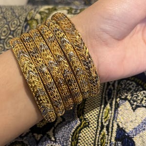 Real 22ct Gold Plated Bangle set Gold/ Golden/Indian/ Pakistani/Jewellery/ Fashion Bracelet. 2.8 size /Bridal/ wedding/dulhan/Eid gift