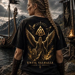 Koszulka Until Valhalla Valkyrie | Koszulka z grafiką z mitologii nordyckiej (Comfort Colors 1717)