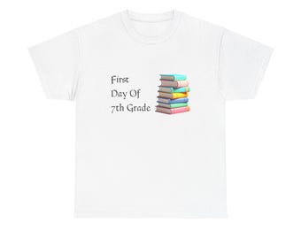 First Day of 7th Grade T-Shirt | Back-to-School Stack of Books