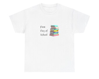 First Day of School T-Shirt | Stack of Books, Back to School Tee