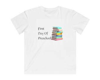 First Day of Preschool Kids Tee | Stack of Books Back to School
