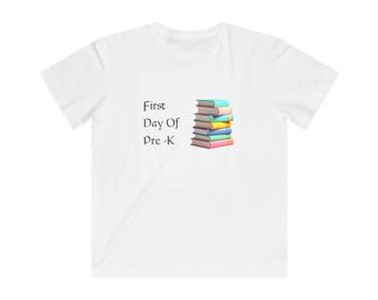 First Day of Pre-K Stack of Books kids tee | Back to School Shirt