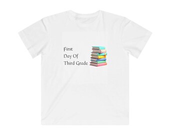 First Day of Third Grade Kids Tee | Stack of Books Back to School