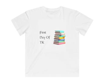 Stack of Books First Day TK Tee | Kids Back to School Shirt