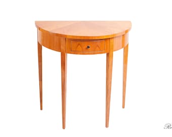 Mesa consola, mesa estilo Biedermeier, semicircular, cerezo, alto brillo - Fabricante de muebles Biedermeier - Retroles