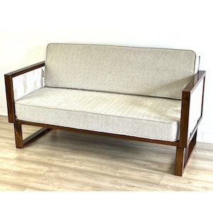 Modern Art Deco Style Sofa in Walnut Wood - Manufacturer: Retroles - Exclusive Customized Furniture