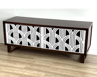 Art Deco TV Cabinet in Walnut Wood “Bremen” by Retroles - Custom-made antique and stylish furniture manufacturer !!!