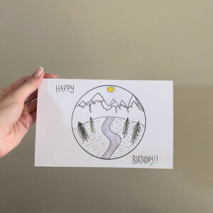 Cartão de aniversário da montanha - cartão comemorativo, aniversário
