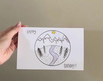 Mountain Birthday card- Greeting card, Birthday