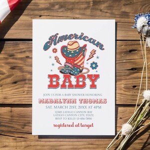 4th of July Baby Shower Invitation: Patriotic American Baby (Editable Template, 5x7, Digital Download)